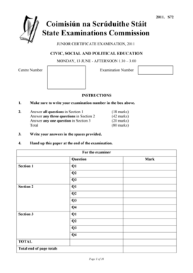 Junior Certificate Civic Exam 2011