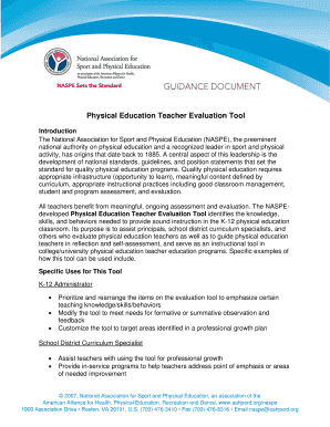 Physical Education Teacher Evaluation Tool