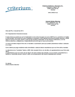 Orden de domiciliación de adeudo directo SEPA