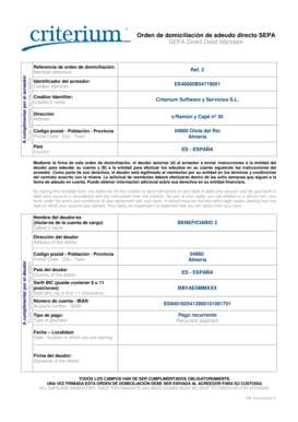 Orden de domiciliación de adeudo directo SEPA
