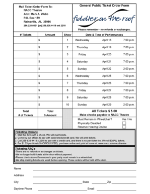NACC Theatre Ticket Order Form