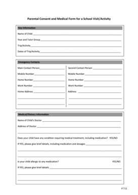 Parental Consent and Medical Form for School Visit