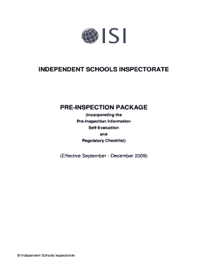 isi compliance inspection checklist