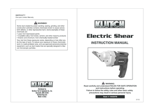 Klutch Metal Shears Warranty and Instruction Manual