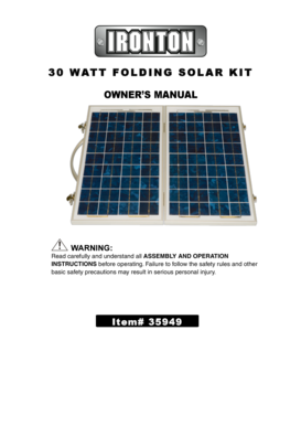 30 Watt Folding Solar Kit Owner's Manual