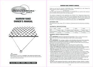 Harrow Rake Owner's Manual