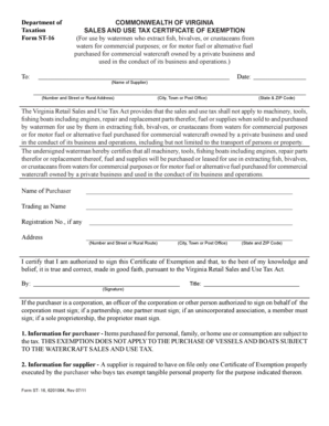 Virginia Sales and Use Tax Certificate of Exemption
