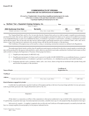 Virginia Sales and Use Tax Certificate of Exemption
