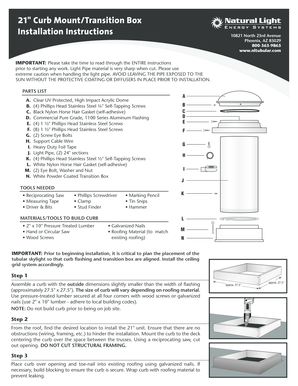 21" Curb Mount/Transition Box Installation Instructions