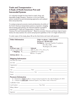 Trade and Transportation Study Order Form