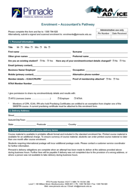 NTAA Financial Advisers Enrolment Form