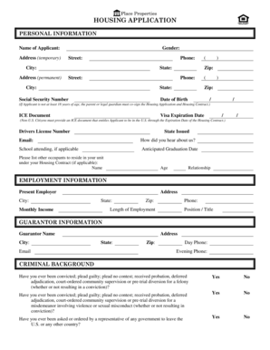 Housing Application Form