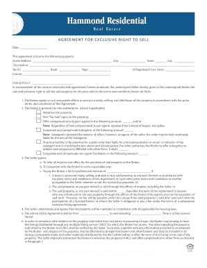 Exclusive Right to Sell Agreement