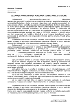 Romanian Economic Operator Declaration Form