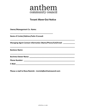 Tenant Move-Out Notice