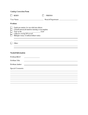 Library Catalog Correction Form