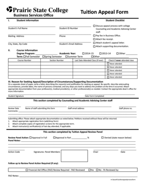 Tuition Appeal Form - Prairie State College - prairiestate
