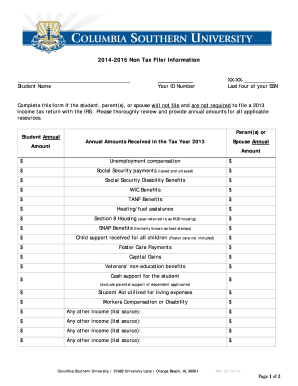 Non Tax Filer Information Form