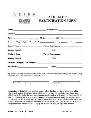 Athletics Participation Form