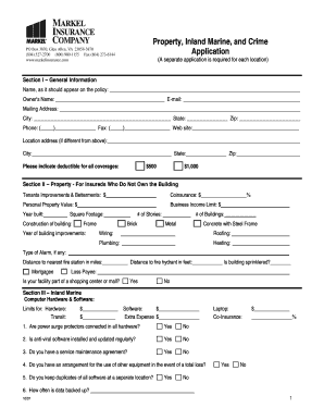 Property Inland Marine Crime Application