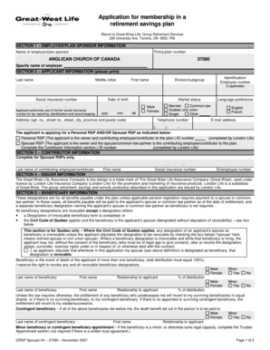 Retirement Savings Plan Application