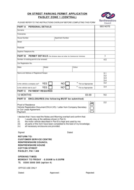 On Street Parking Permit Application