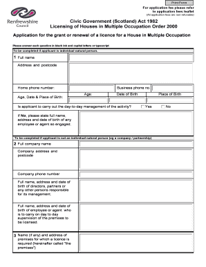 House in Multiple Occupation License Application