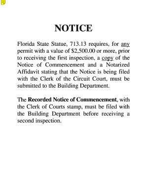 Florida Notice of Commencement Affidavit