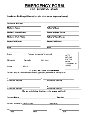 Emergency Form
