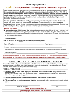 California Pre-Designation of Personal Physician Form
