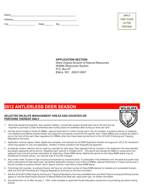West Virginia Antlerless Deer Permit Application