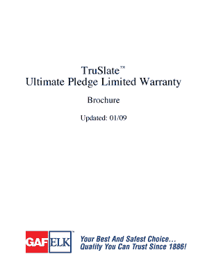 TruSlate Ultimate Pledge Limited Warranty Application Form