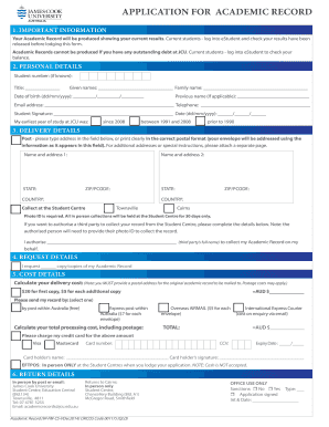James Cook University Academic Record Application