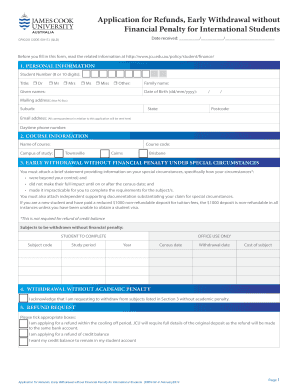 Application for Refunds and Early Withdrawal for International Students