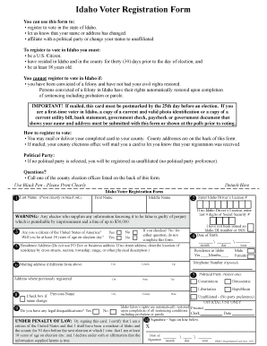 Idaho Voter Registration Form
