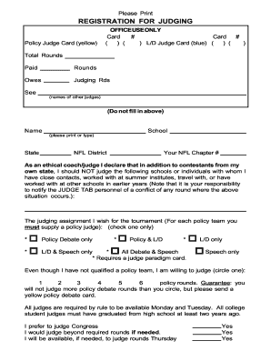Policy and Lincoln-Douglas Debate Judge Registration Form