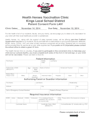 Health Heroes Vaccination Clinic Consent Form