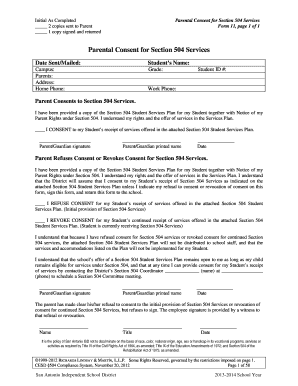 Parental Consent for Section 504 Services
