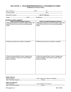 SST LEVEL I TEACHER/PROFESSIONAL CONFERENCE FORM