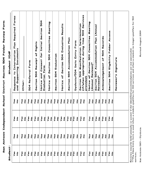 Section 504 Folder Review Form