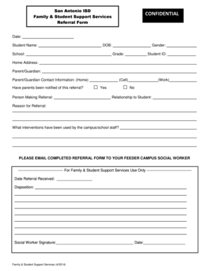 San Antonio ISD Student Referral Form