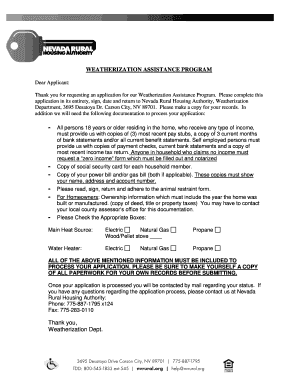 Weatherization Assistance Program Application