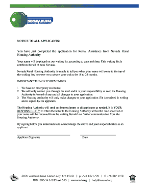 Nevada Rental Assistance Application Notice