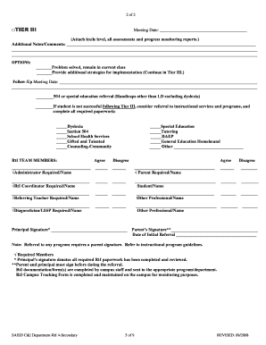 RTI Tier III Meeting Form