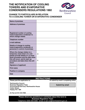 Cooling Tower Change of Circumstances Form - Renfrewshire Council - renfrewshire gov