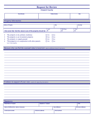 Howard County Property Value Review Request