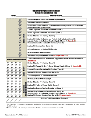 Section 504 Folder Review Form
