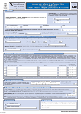 Modelo de Solicitud del Abono Anticipado y Comunicación de Variaciones de la Deducción por Maternidad