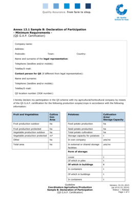 QS GAP Certification Declaration of Participation