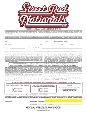 2013 NSRA Street Rod Nationals Entry Form